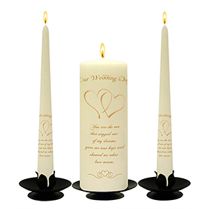 Customised Wedding Candles - Family Crests Crest Gold Script