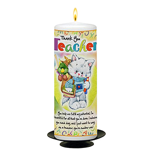 Customised Thank You Teacher Candle Gift - Greatest Teacher with Photo Green