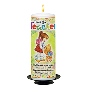 Customised Thank You Teacher Candle Gift - Greatest Teacher with Photo Green