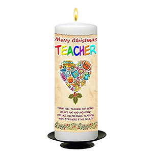 Customised Christmas Teacher Candle Gift - Waving Elf
