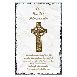 Customised 1st Holy Communion Slate - Gold Frame with Photo Boy
