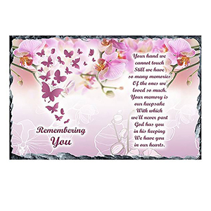 Personalsied Remembrance Slate - Robin & Blossom Heart