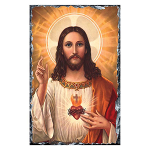 Personalsied Remembrance Slate - Sacred Heart of Jesus (Colour)