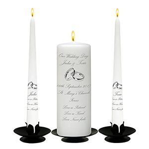 Customised Wedding Candles - Family Crests Black Script