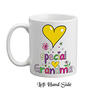 Customised Mothers Day Mug Gift - Heart & Flowers Grandma