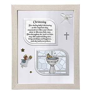 Christening Frame - Christening Booties Blue