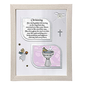 Christening Frame - Christening Booties Blue