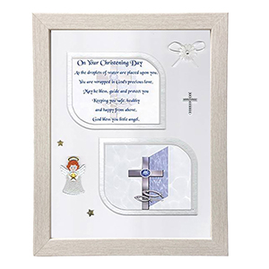 Christening Frame - Christening Booties Blue