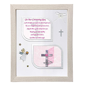 Christening Frame - Christening Booties Blue