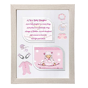 Baby Boy Frame - Blue Cross & Flowers Verse & Photo