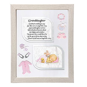 Baby Boy Frame - Blue Cross & Flowers Verse & Photo