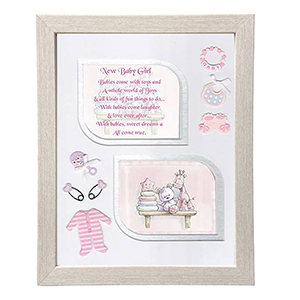 Baby Boy Frame - Blue Cross & Flowers Verse & Photo