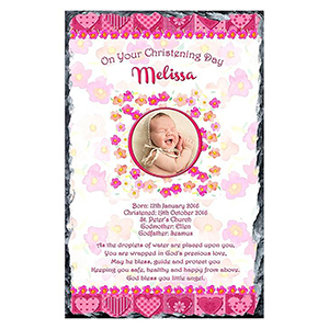 Customised Boy Christening Slate Gift - All Things Nice Blue with Photo