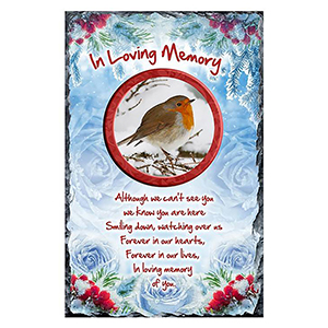 Customised Christmas Remembrance Slate - Robin & Berries