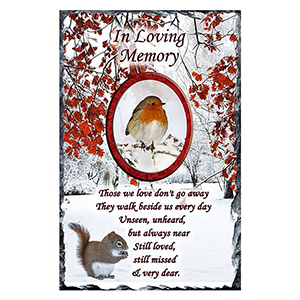 Customised Christmas Remembrance Slate - Robin & Berries