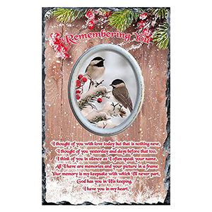 Customised Christmas Remembrance Slate - Robin & Berries