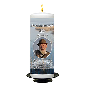 Customised Remembrance Candle - White Rose with Photo Thinking Of You