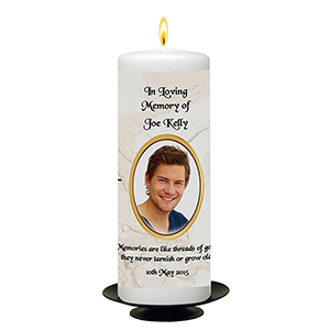 Customised Remembrance Candle - White Rose with Photo Thinking Of You