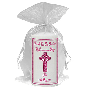 Customised 1st Holy Communion Candle - Gold Frame with Photo Boy