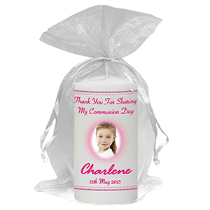 Customised 1st Holy Communion Candle - Gold Frame with Photo Boy