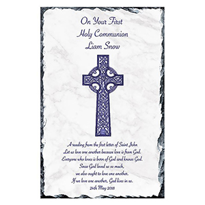 Customised 1st Holy Communion Slate - Gold Frame with Photo Boy