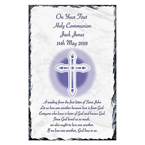 Customised 1st Holy Communion Slate - Gold Frame with Photo Boy
