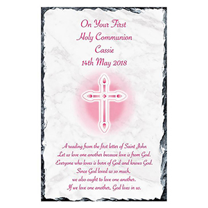 Customised 1st Holy Communion Slate - Gold Frame with Photo Boy