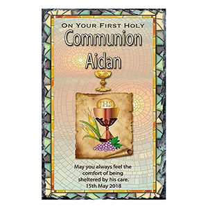 Customised 1st Holy Communion Slate - Gold Frame with Photo Boy