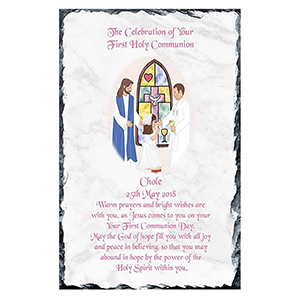 Customised 1st Holy Communion Slate - Gold Frame with Photo Boy