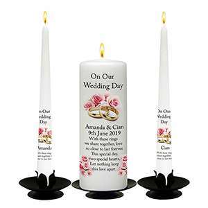 Customised Wedding Candles - Family Crests Black Script
