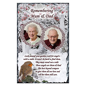 Customised Christmas Remembrance Slate - Robin & Berries