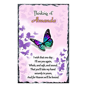 Personalsied Remembrance Slate - Robin & Blossom Heart