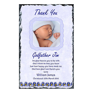 Customised Boy Christening Slate Gift - All Things Nice Blue with Photo