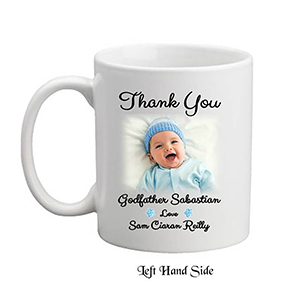 Customised Godfather Mug Gift - Forget Me Knots Blue with Photo