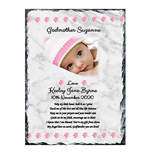 Customised Boy Christening Slate Gift - All Things Nice Blue with Photo