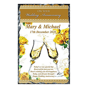 Customised Wedding Anniversary Candle Gift - Family Crest Anniversary Gold Script & Photo