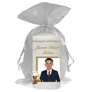 Customised 1st Holy Communion Candle - Gold Frame with Photo Boy