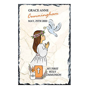 Customised 1st Holy Communion Slate - Gold Frame with Photo Boy