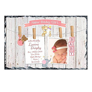Customised New Baby Candle Gift - Boy Toys & Pegs with Photo