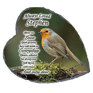 Personalsied Remembrance Slate - Robin & Blossom Heart