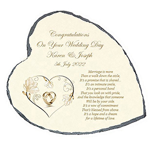 Personalsied Wedding Slate Gift - Family Crests & Verse Silver
