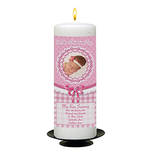 Customised Girls Christening Candle - Ellie Elephant
