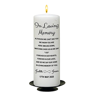 Customised Wedding Remembrance Candle - Celtic Cross & Rings Gold