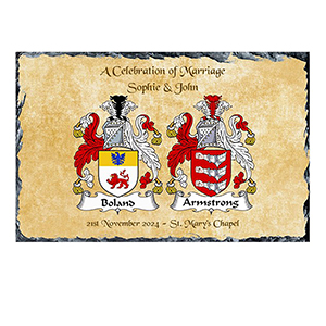 Personalsied Wedding Slate Gift - Family Crests & Verse Silver