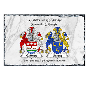 Personalsied Wedding Slate Gift - Family Crests & Verse Silver