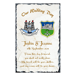 Personalsied Wedding Slate Gift - Family Crests & Verse Silver