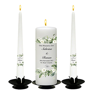 Customised Wedding Candles - Family Crests Black Script