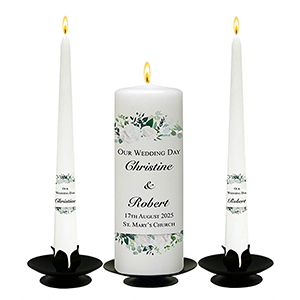 Customised Wedding Candles - Family Crests Black Script