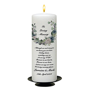 Customised Wedding Remembrance Candle - Celtic Cross & Rings Gold