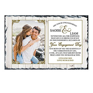 Personalsied Engagement Slate Gift - Flowers & Boardwalk with Photo